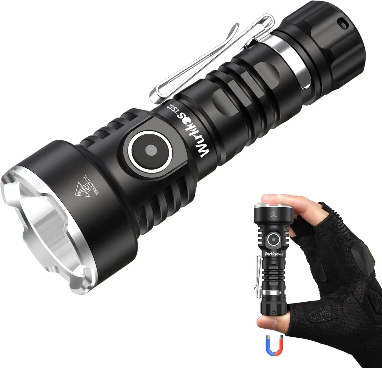 

TS12 SFT25R Rechargeable LED Flashlight, 1350 Lumen, IP68 Waterproof, Compact EDC Light for Camping & Outdoor