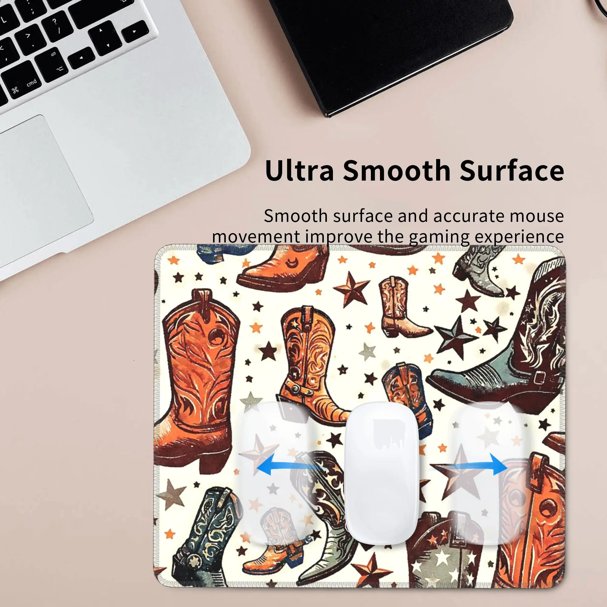 Vintage Western Cowboy Boot Mouse Pad Computer Keyboard Mouse Mat Gaming PC Laptop Desk Mat Office Accessories Table Mats