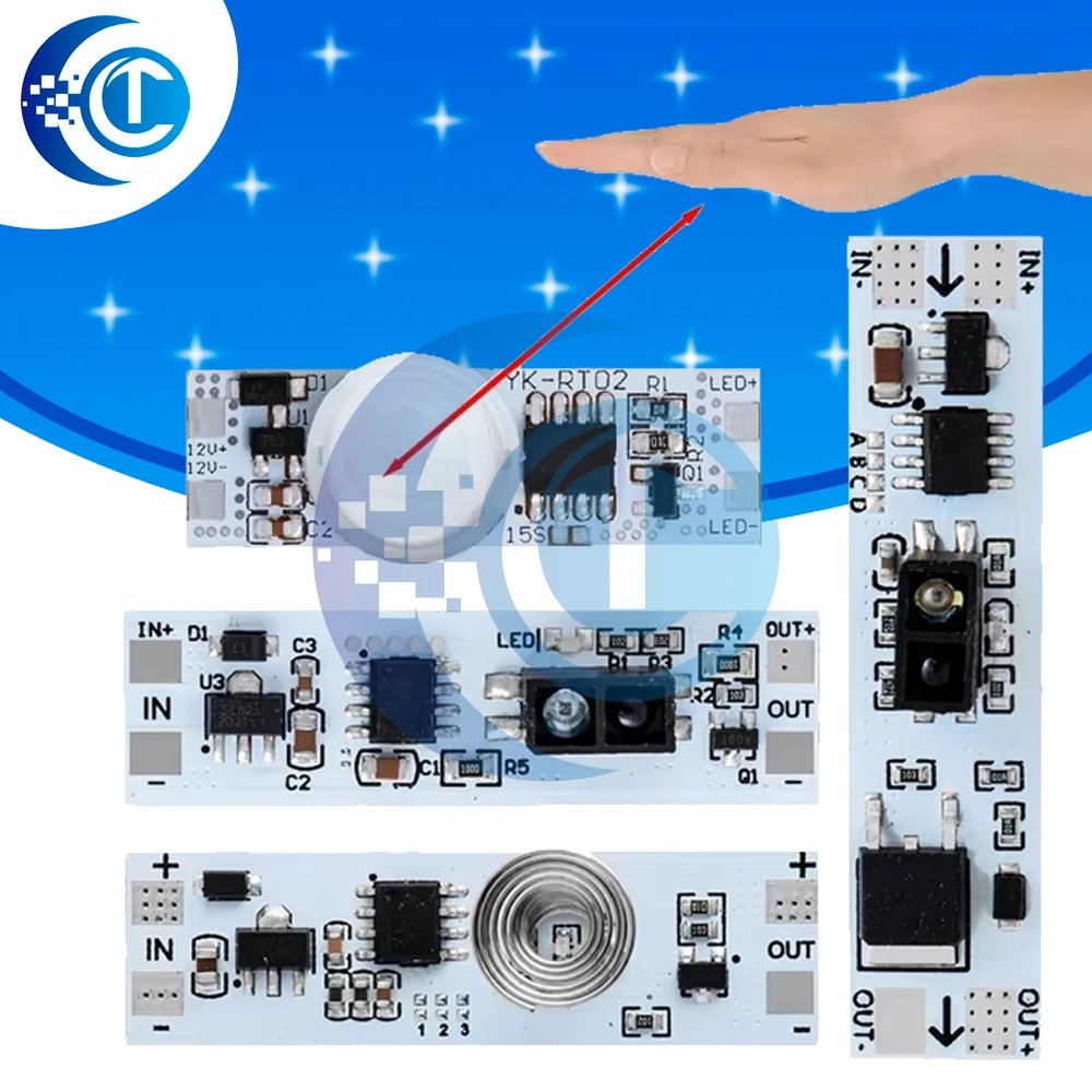 5V-24V 3A Capacitive Touch Switch Module: LED Dimming & Short-Distance Hand Scanning Supported