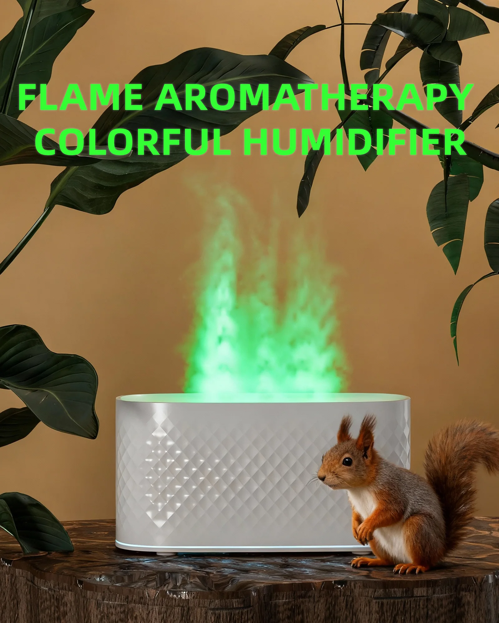 

Ultrasonic Air Humidifier Aroma Diffuser 7Color Flame Cool Mist USB Powered for Home Office Bedroom Decorative Oil Diffuser