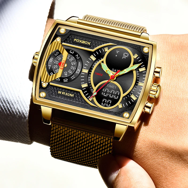 LIGE Men Watch FOXBOX Fashion Military Sport Waterproof Watches For Men Top Brand Luxury Digital Chronograph Relogio Masculino