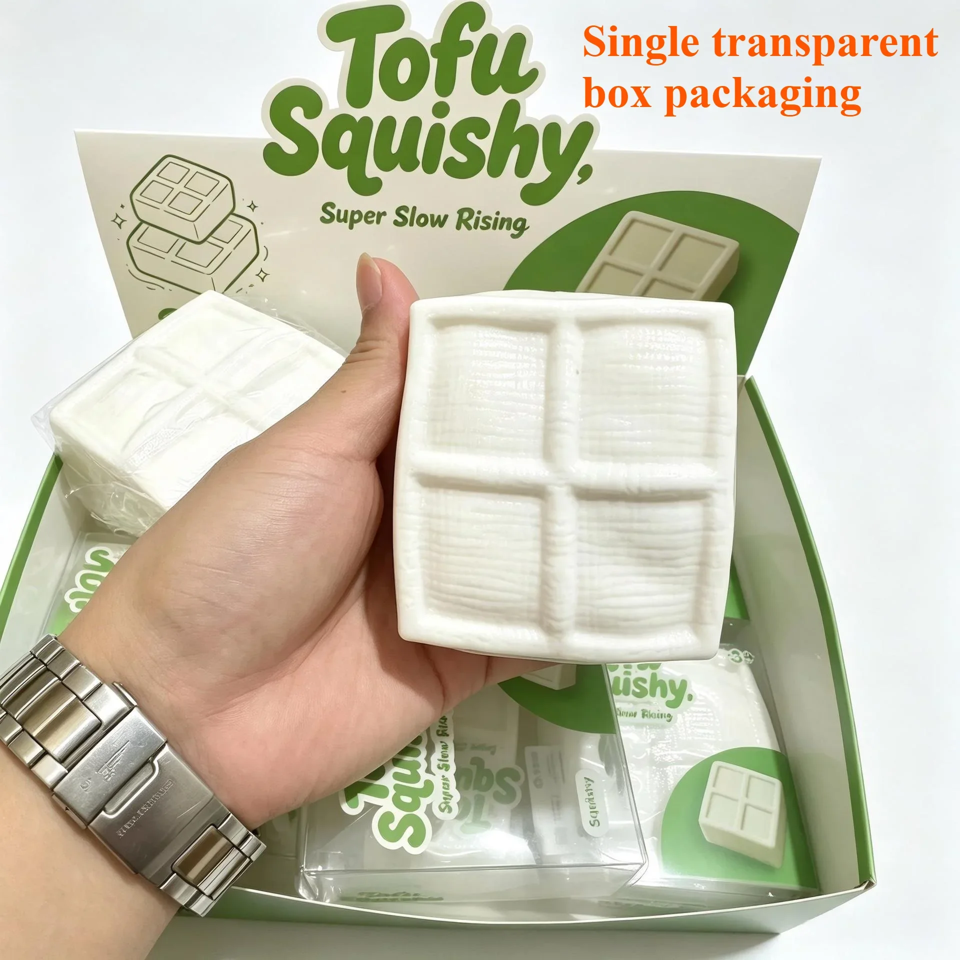 Crunchy Squishy Building Block Tofu Vaseline Squishy Soft Rubber Decompression Toy Realistic Food Simulation Fidget Small Gift