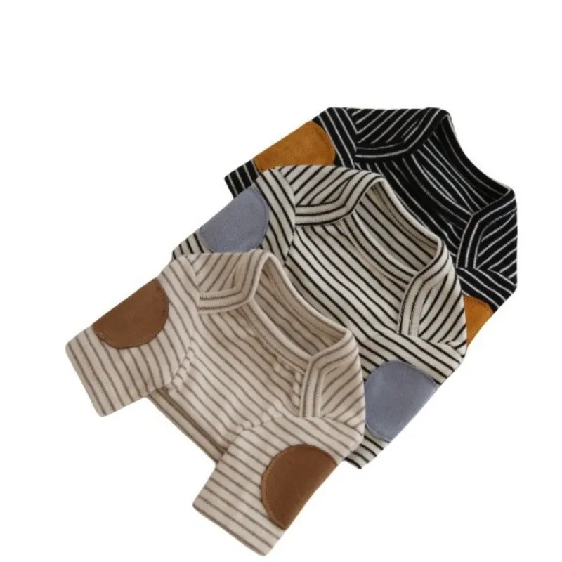 Puppy Striped Bottom Shirt Pet Dog Summer Clothes Thin Teddy T-Shirt Pomeranian Soft Two Legs Clothes Fashion Pet Vest