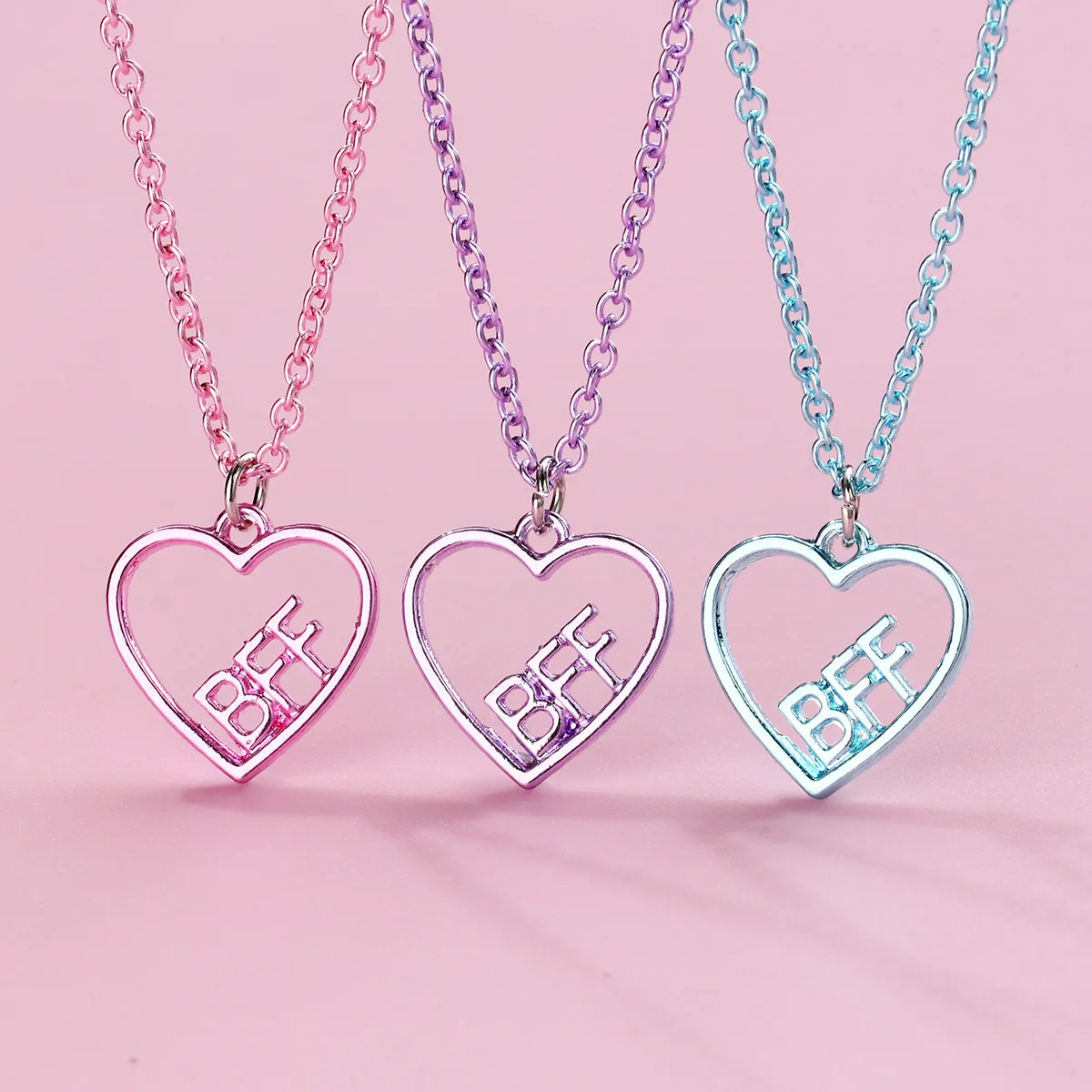3Pcs BFF Necklace Hollowed Heart Best Friends Forever Friendship Pendant for Women Party Jewelry Accessories Gifts 2025