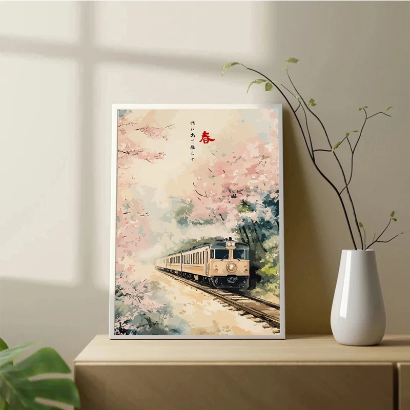 اليابانية خمر المشهد الملصقات كرين بحيرة الصيد يطبع حائط لوح رسم صورة فنية لغرفة المعيشة ديكور المنزل