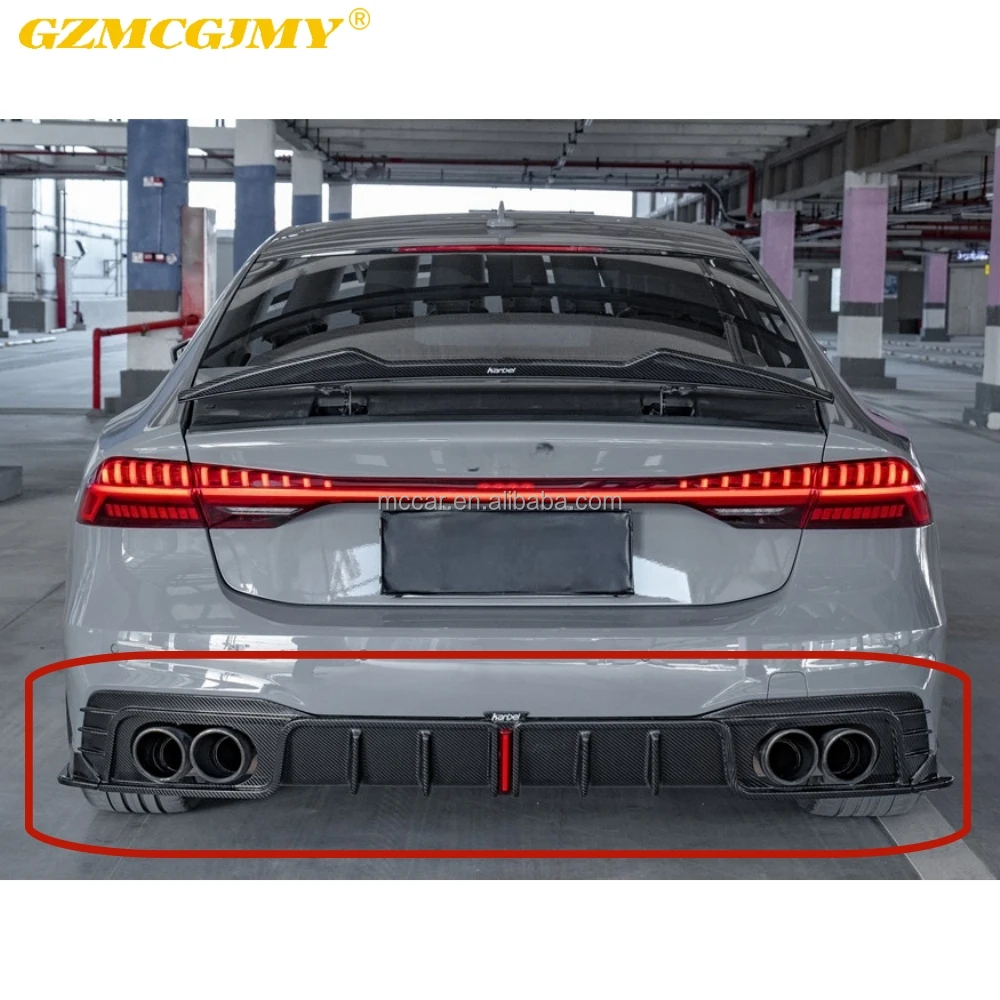 

Perfect Fitment Dry Carbon Fiber Car Diffuser Bumper For Audi A7 S7 2019-24 Car Bumpers Rear Diffuser