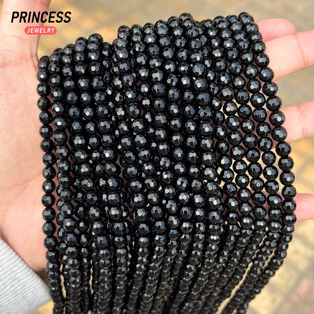 

Natural Black Agate Onyx Faceted Beads Energy Stone Beads for Jewelry Making DIY Bracelet Necklace Accessories 6/8/10mm