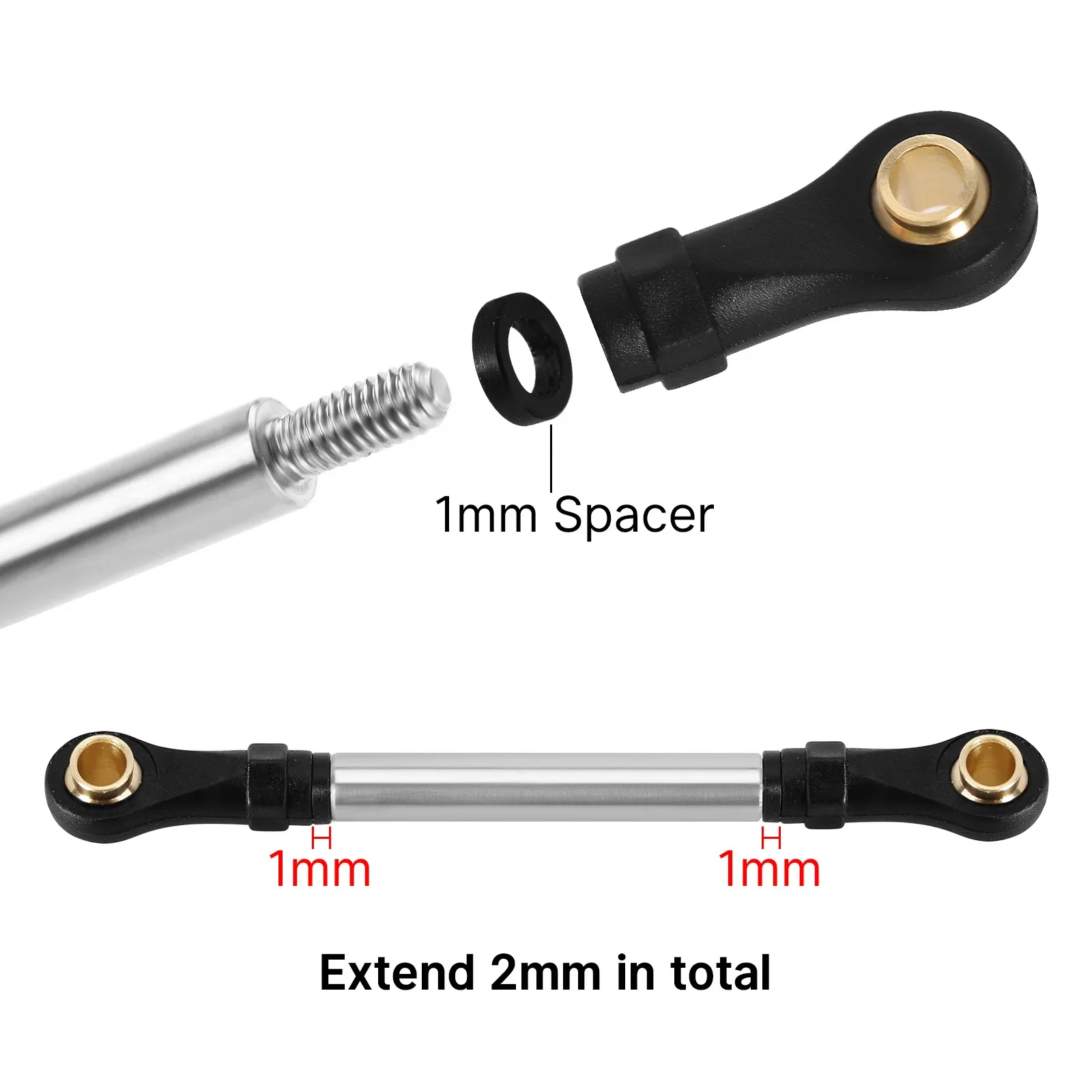 INJORA Stainless Steel High Clearance Chassis Links Set for 1/18 RC Crawler TRX4M High Trail K10