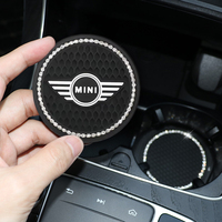 2Pcs Car Coasters Water Cup Non-Slip Mat for Mini COOPER R52 R53 R56 R57 JCW F54 F55 F56 F60 R50 R58 R60 Waterproof Accessories