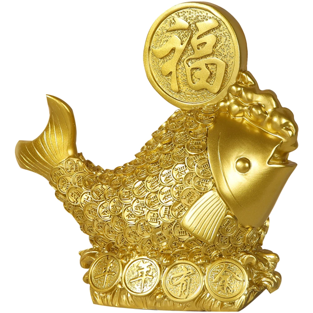 Goldfish Ornament Resin Statues Desktop Decors Auspicious Animal Shaped Wealth Symbol Small Size Craftsmanship
