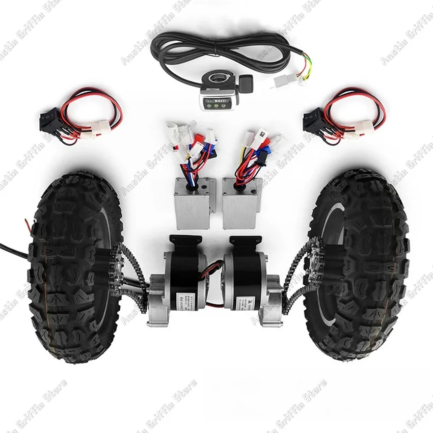 2 * 250W 10 Inch Dual Drive Pneumatic Wheel Reverse Electric Conversion Kit For Easy Carrying Of 200kg Handcart Flatbed