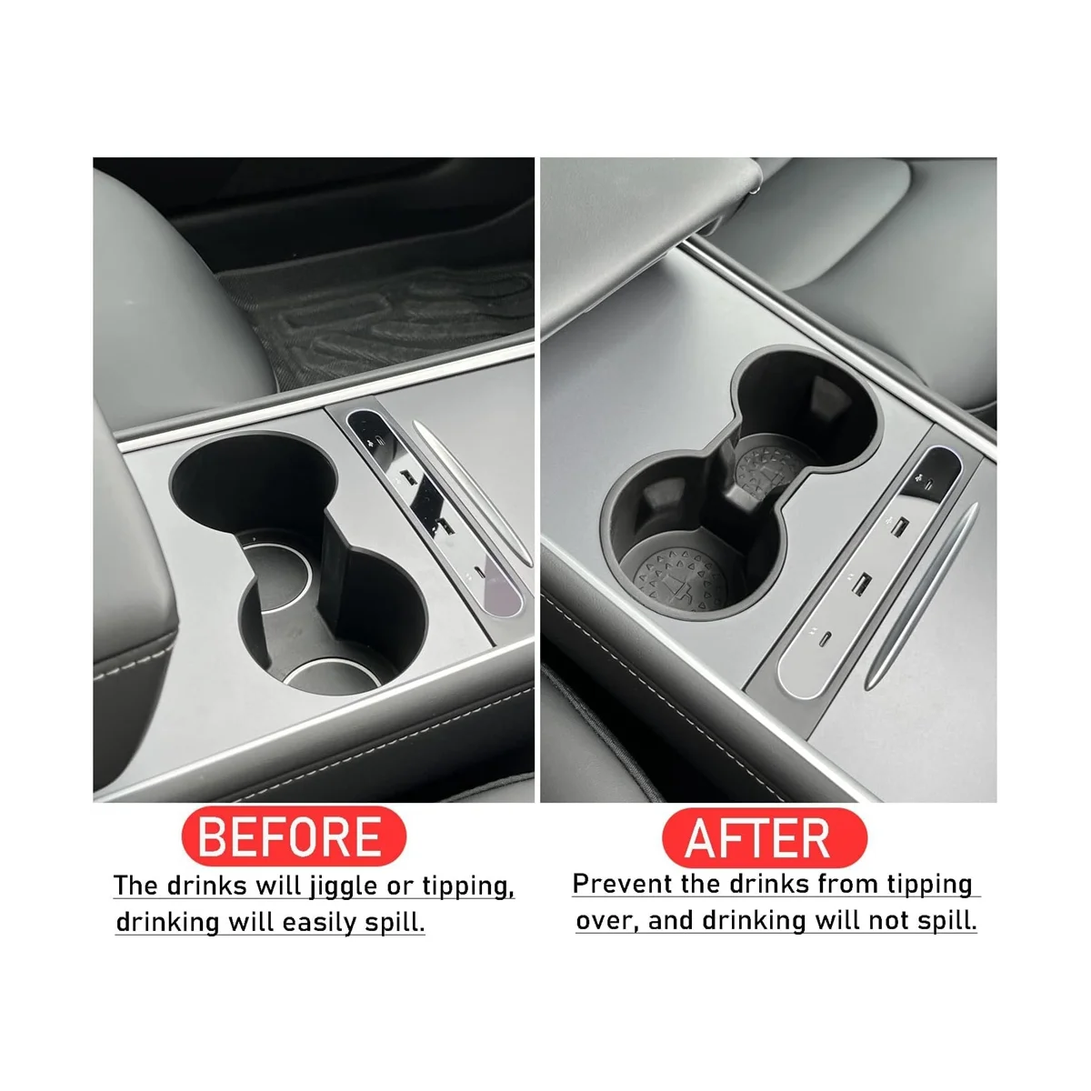 Cup Holder for Tesla Model 3 Model Y 2021 2022 2023 Center Console Slot Slip Limit Clip Water Cup Hoder Insert