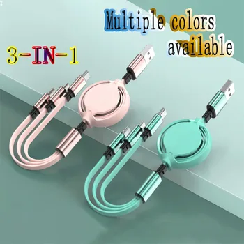 마이크로 USB C타입 충전 케이블, 아이폰 15, 14, 13, 12, 아이폰 X, 8, 삼성용, 3 인 1