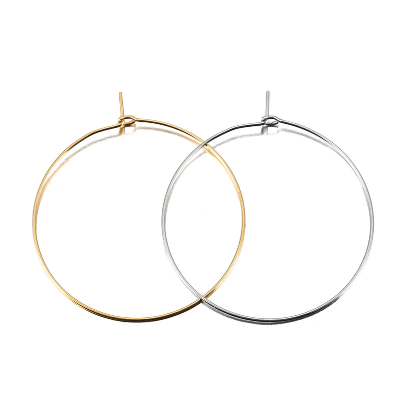 20pcs/lot 15-40mm Gold Stainless Steel Big Circle Wire Hoops Loop Earrings for DIY Dangle Earrings Jewelry Making Supplies Bulk