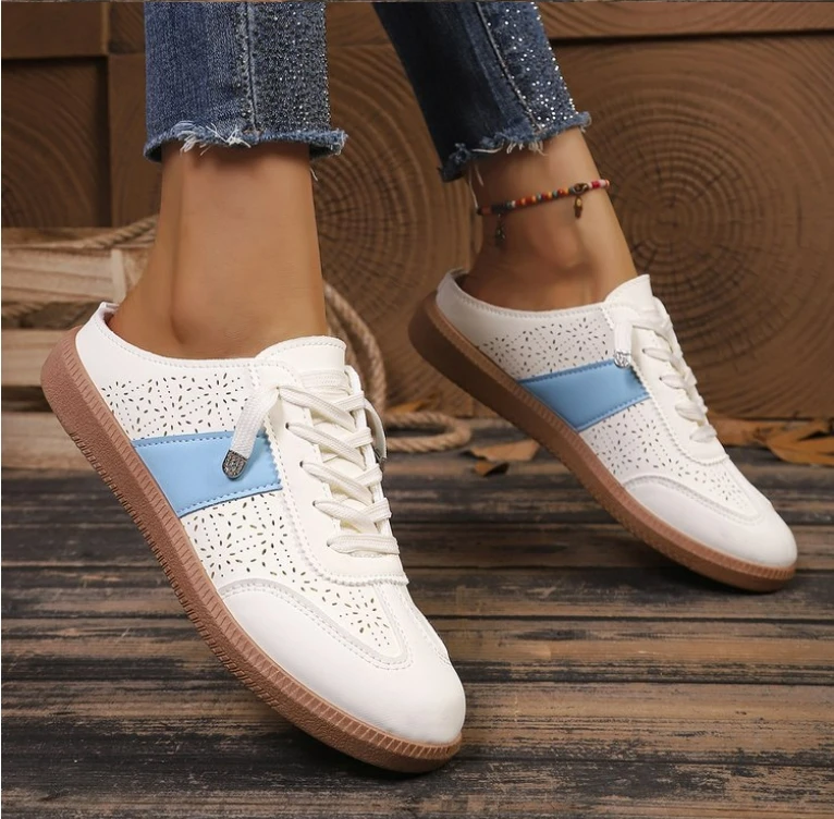 Modische neue Damen-Slipper im eleganten Schnürstil, atmungsaktive Mesh-Halbschuhe, rutschfest und bequem für Damen-Sportaktivitäten. – Detail 5