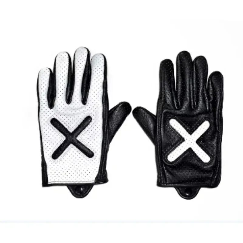 CowhideTop-Gants de moto étanches, Gants de motard épais, Écran tactile, Perforé, Ventilé, Rétro, Équitation, Hiver, Été