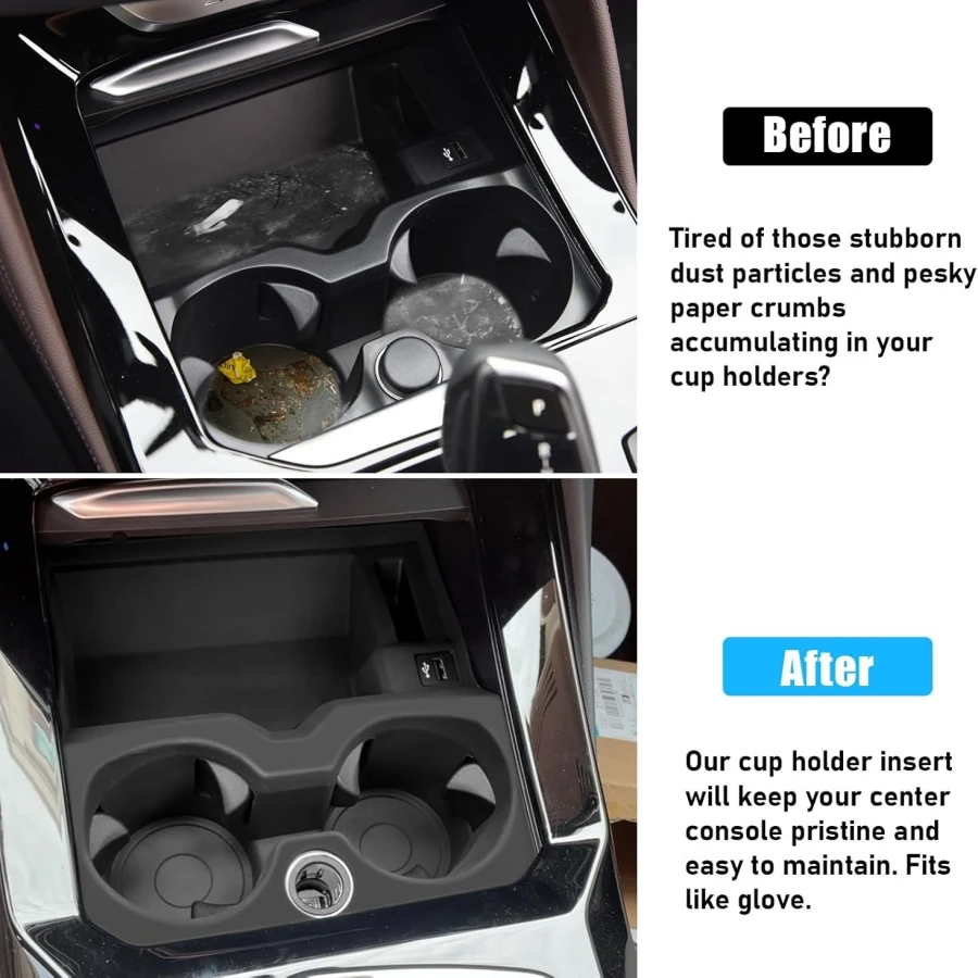 Silicone Anti Slip Cup Holder For BMW IX3 X3 X4 & 3/4 Series I3 I4 2020-2024 With Storage Tray Cover Mat Accessories