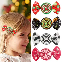 Oaoleer 2Pcs/Set Christmas Candy Hair Clips For Baby Girl Cute Snowflake Print Hairpin Barrettes Hairgrips Kids Hair Accessories