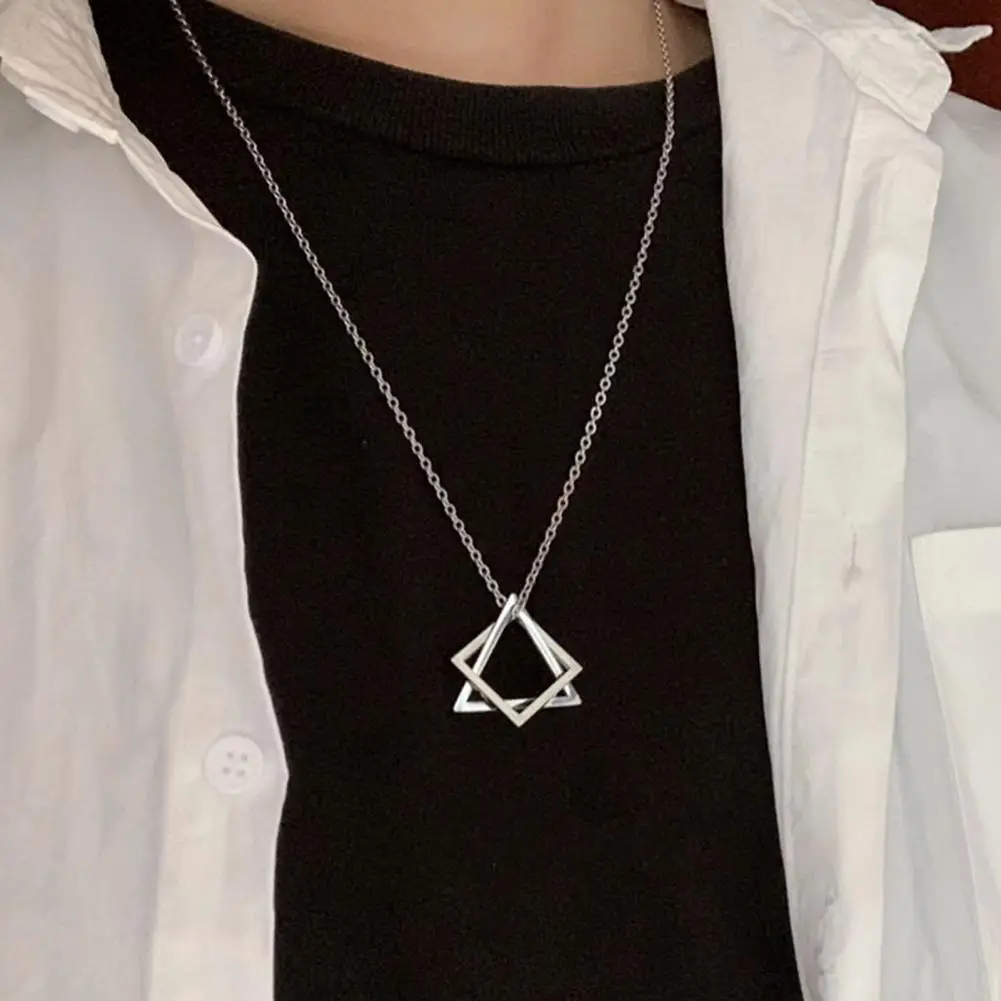 Men Necklace Triangle Shape Hip-hop Style Retro Men Pendant Chain Necklace on Neck 2023 Necklace For men