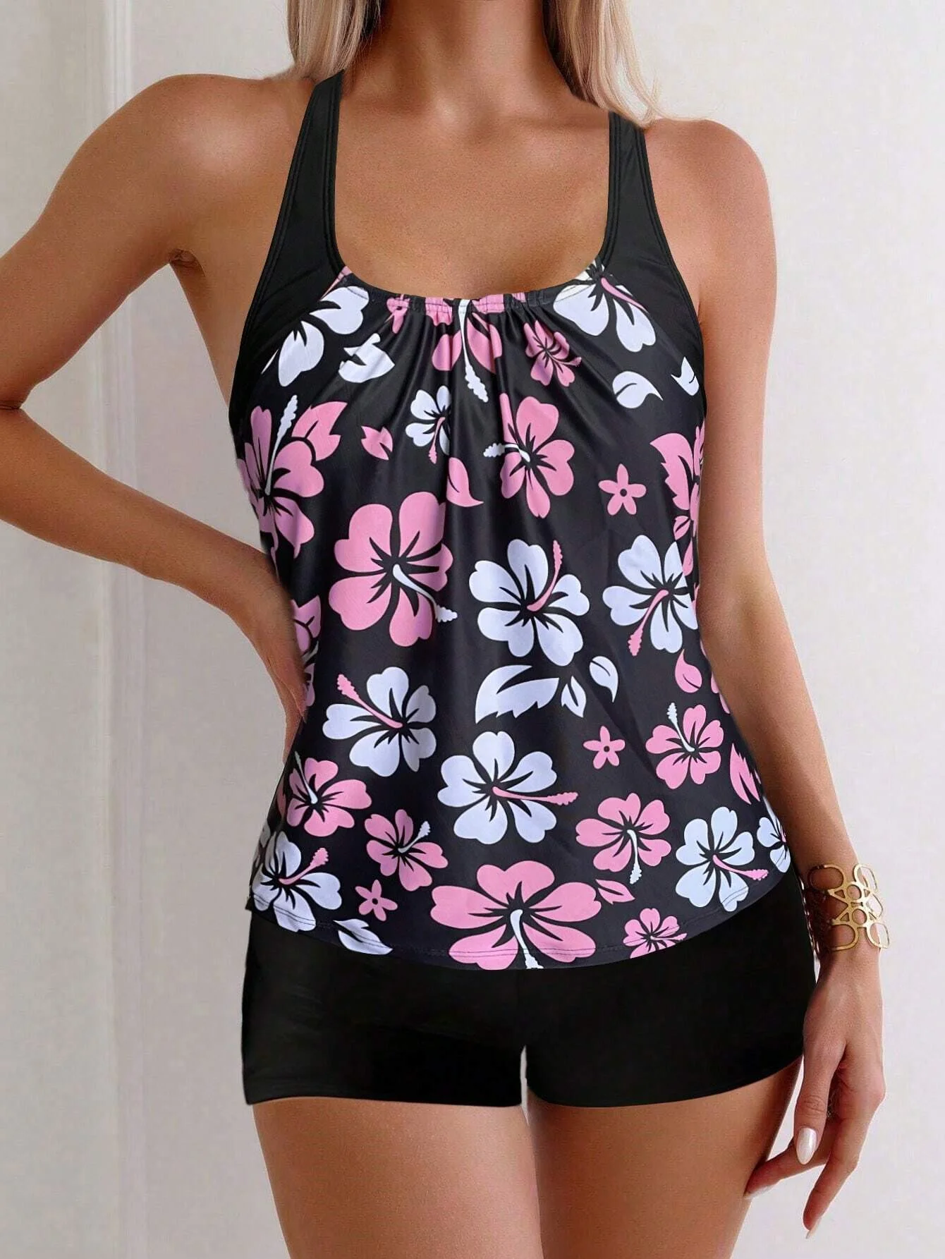 2025 Sexy Floral Tankini Swimsuit Women Printed Swimwear Female Padded Bathers Bathing Swim Suit Swimming Beachwear Summer