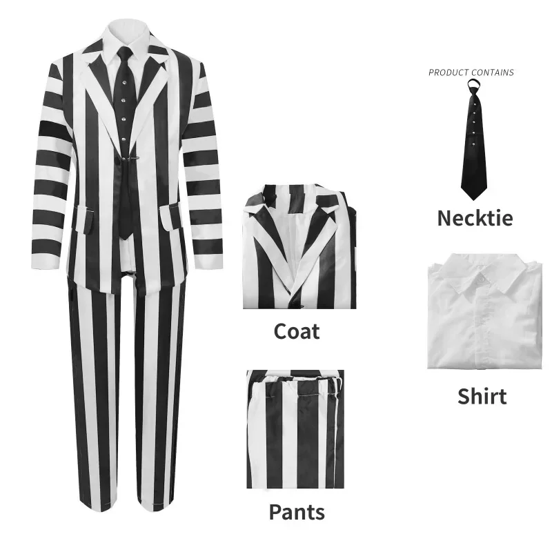 Beetle Cos Juice Michael Keaton Cosplay Costume Stripes Suit Infernal Master Cosplay Halloween Performance Costumes