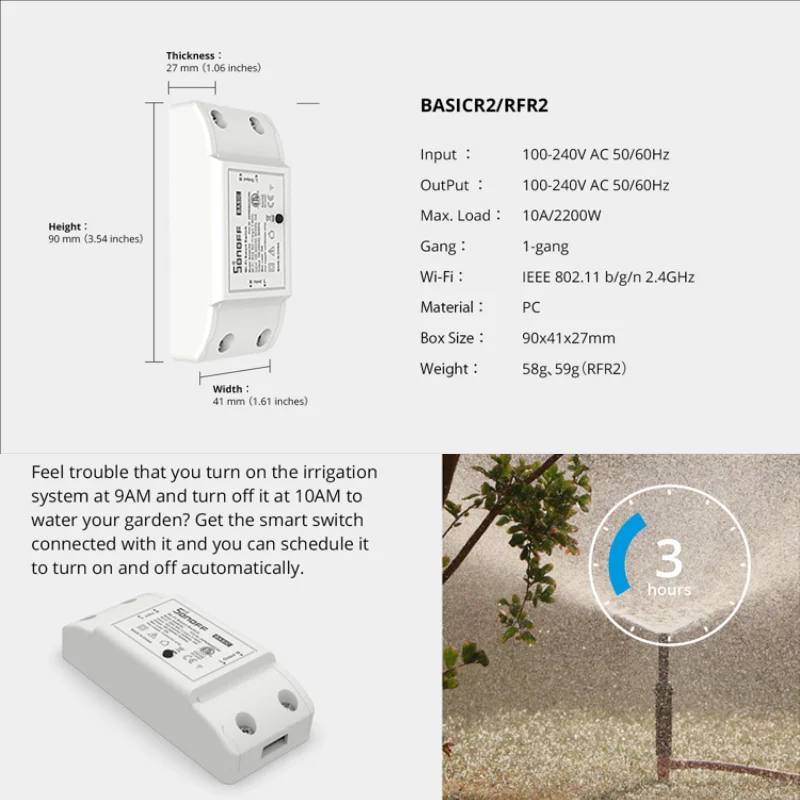 SONOFF eWeLink WiFi Switch BASIC R2 10A Smart Home Automation DIY Breaker Light Switch Relay Module For Alexa Google Assistant