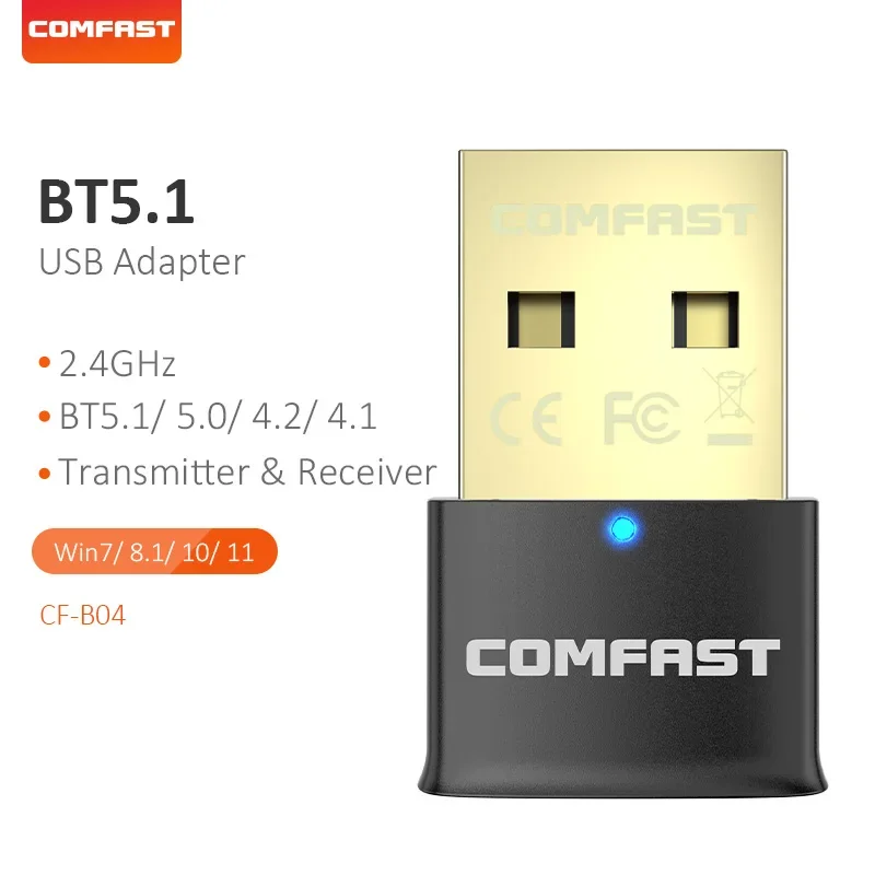 Mini adaptador usb bluetooth 5.1 bt dongle receptor de áudio para pc alto-falante sem fio mouse computador portátil transmissor adaptador