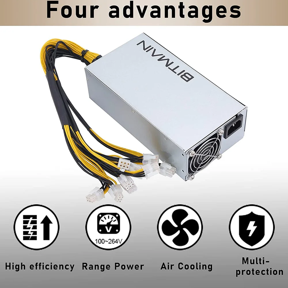SuperSuper APW7 1800 ワット電源マイニング PSU ビットメイン Antminer S9/L3+/A6/A7/R4/S7/E9 と 10X PCI-E 6Pin Co ホットセール