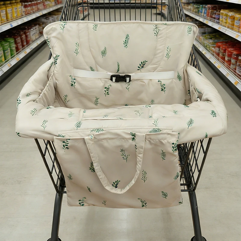 Baby Shopping Cart Cover with Toy Loop Universal Fit Soft Breathable Cart Seat Cover Washable Infant Grocery Cart Liner for Kids