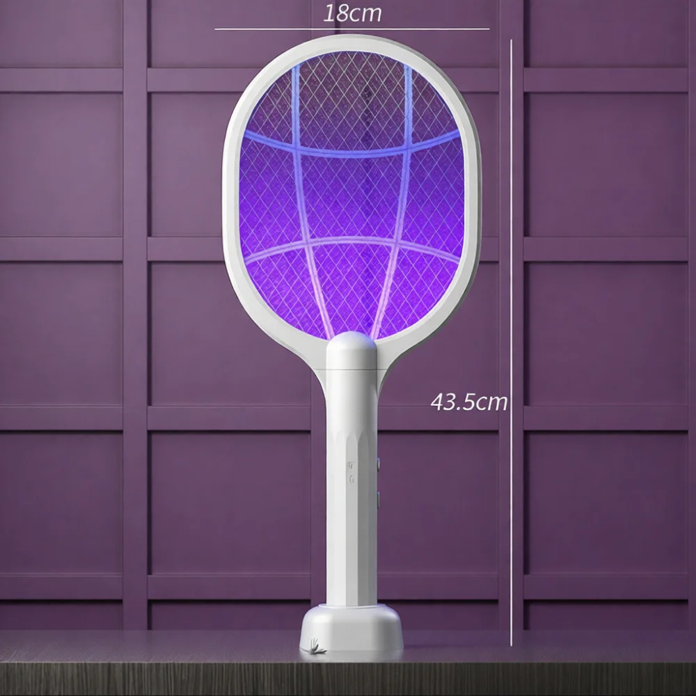 Foldable Bug Zapper Electric Mosquito Swatter Rechargeable LED Light Trap 2 In 1 Fly Insect Catcher Household Base Tool