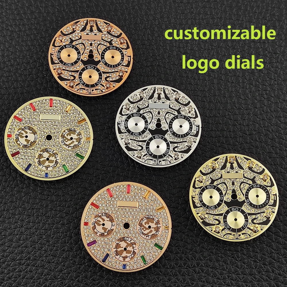 

29/29.5mm Watch Dial Diamond vk63 Dial No Lumes Watch Face Customizable Logo Fit vk63 Case VK63 VK64 Movement