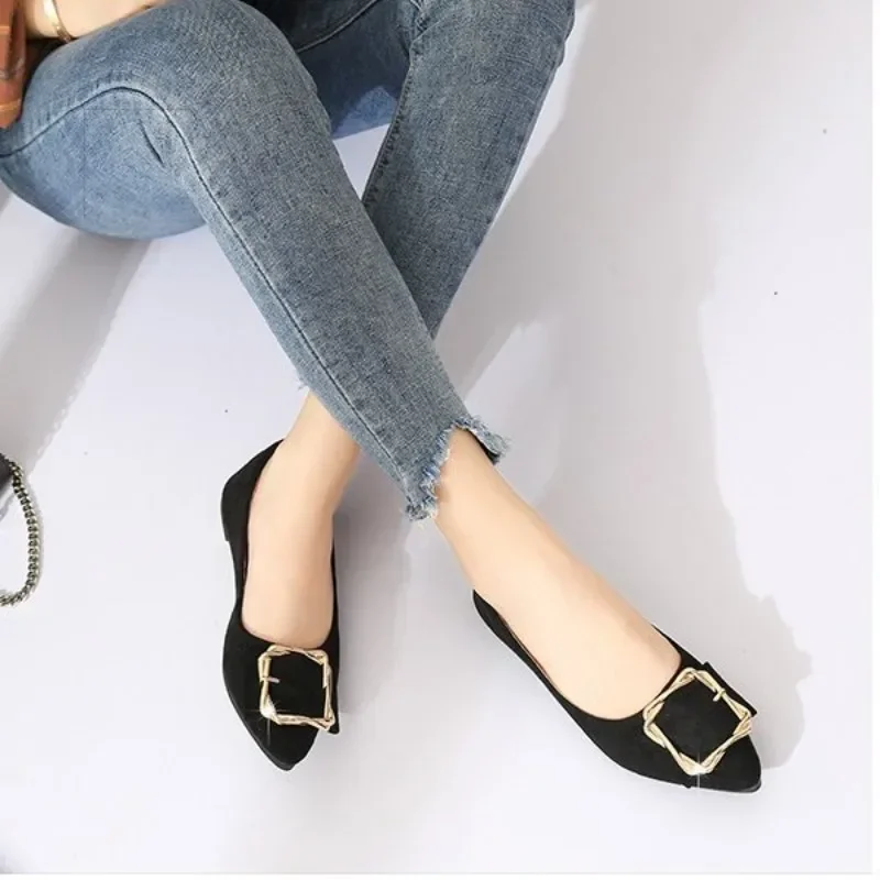 Women Pointed Shallow Flats Luxury Elegant Pumps Woman Loafers Autumn Moccasins Ballerinas Soft Casual Shoes Ladies Wholesale