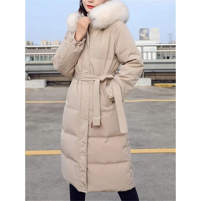 Botvotee Parkas for Women Fall Winter 2023 New Fashion Long Sleeve Thicken Warm Jackets Chic Fur Collar Solid Loose Long Coats