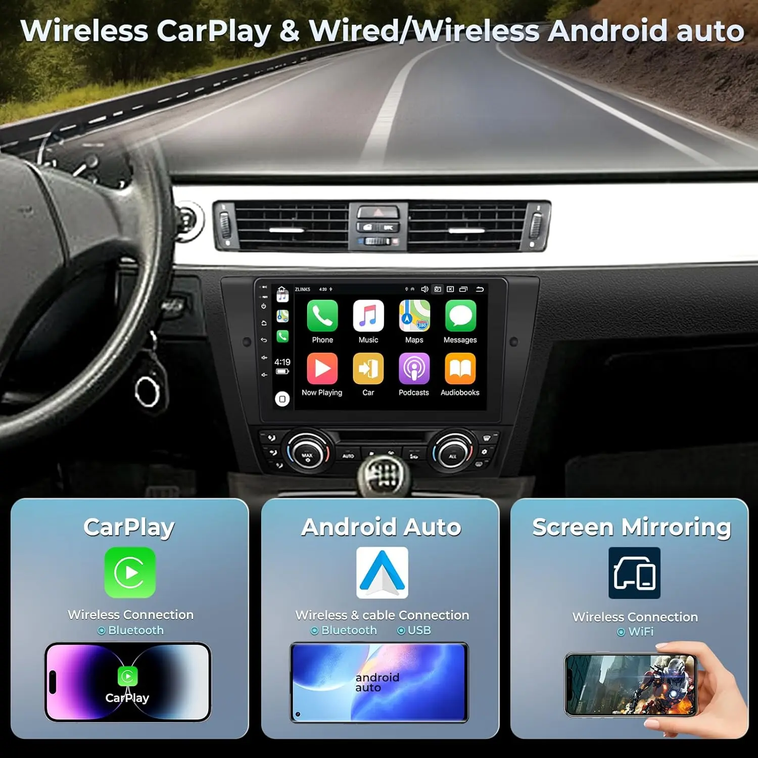 أندرويد 14 راديو السيارة لسيارات BMW E90 E91 E92 E93 3 سلسلة اللاسلكية Carplay السيارات الوسائط المتعددة ستيريو مشغل فيديو رئيس وحدة GPS Navi BT #3