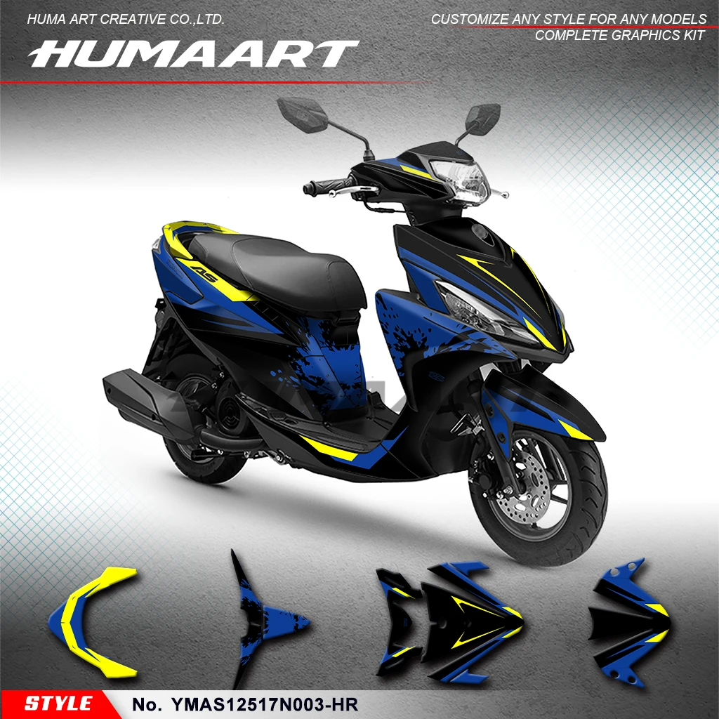 HUMAART Motorcycle Graphic Stickers Complete for Yamaha AS 125 AS125 DIO Scooter 17 18 19 2020 2021,Rebuild Kit,YMAS12517N003-HR