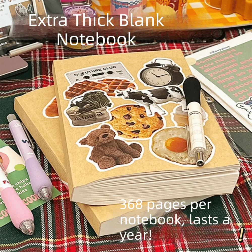 Extra-Thick Blank Notebook Blank Pages High Appearance Level Single-Sheet Notebook Indie Style Practical Design Diary Notebook