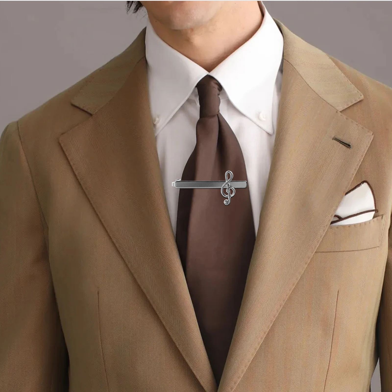 

2Pcs Music Note Tie Clips Men's Copper Retro Business Necktie Accessories Classic Formal Wear Clothing Accessories