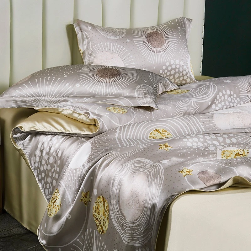 Silk four-piece set, simple atmosphere, mulberry silk bedding