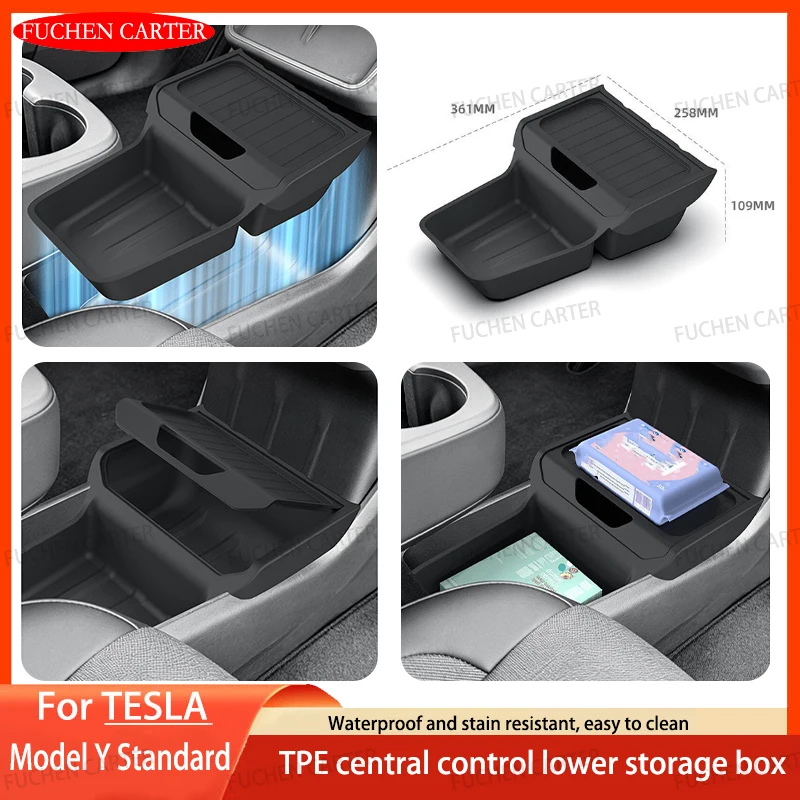 

For Tesla New ModelY Standard2025+TPE Under Central Control Storage Box Flip Cover design Tissue Box Storage interior Accessorie