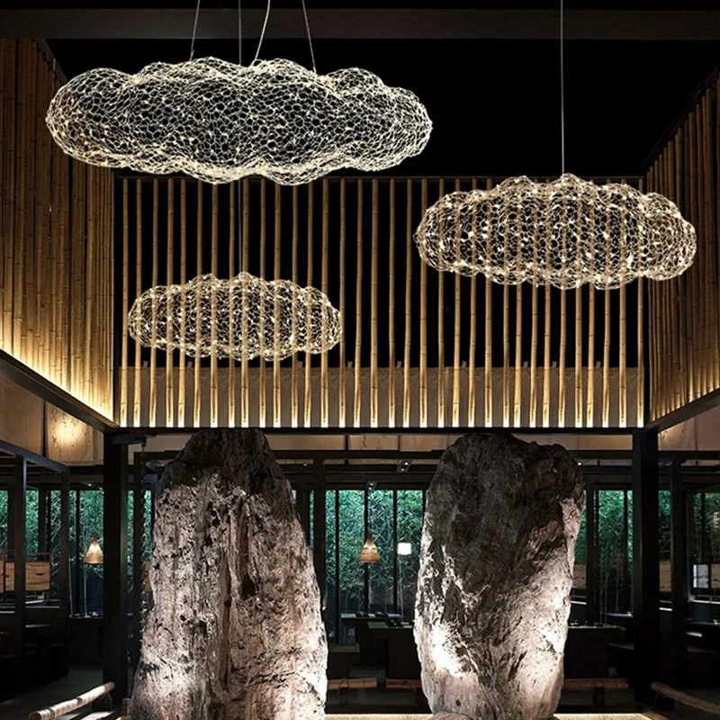 Modern Starry Sky Clouds LED Pendant Lights Dining Room Bedroom Lighting Decor Chandelier Indoor Hotel Bar Hanging Light Fixture