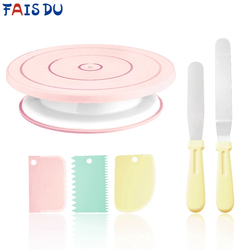 FAIS DU Macaron Rotating Cake Turntable Upgraded Revolving Cake Stand Cake Decorating Kit Bake Pastry Turntable Kit For Kitchen