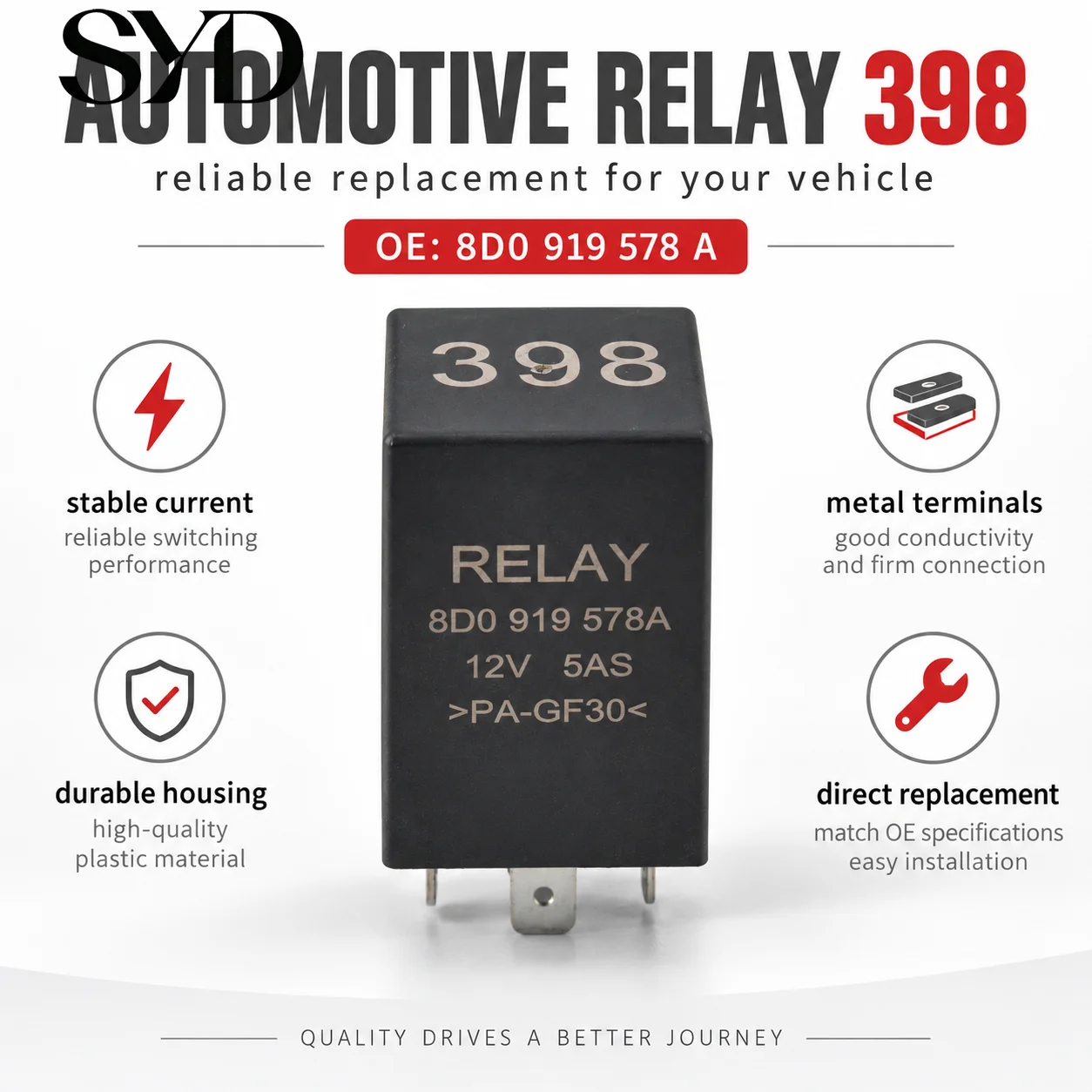 A/C Delay Relay No.398 Air Conditioning Control Relay OE 8D0919578A For VW Passat Skoda Superb