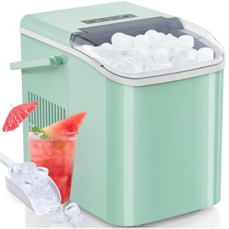 

Ice Makers Countertop with Handle Ice Machine, Fast in 6 Mins, 26lbs in 24 Hours, Quiet Self-Cleaning, Compact Size Portable fo