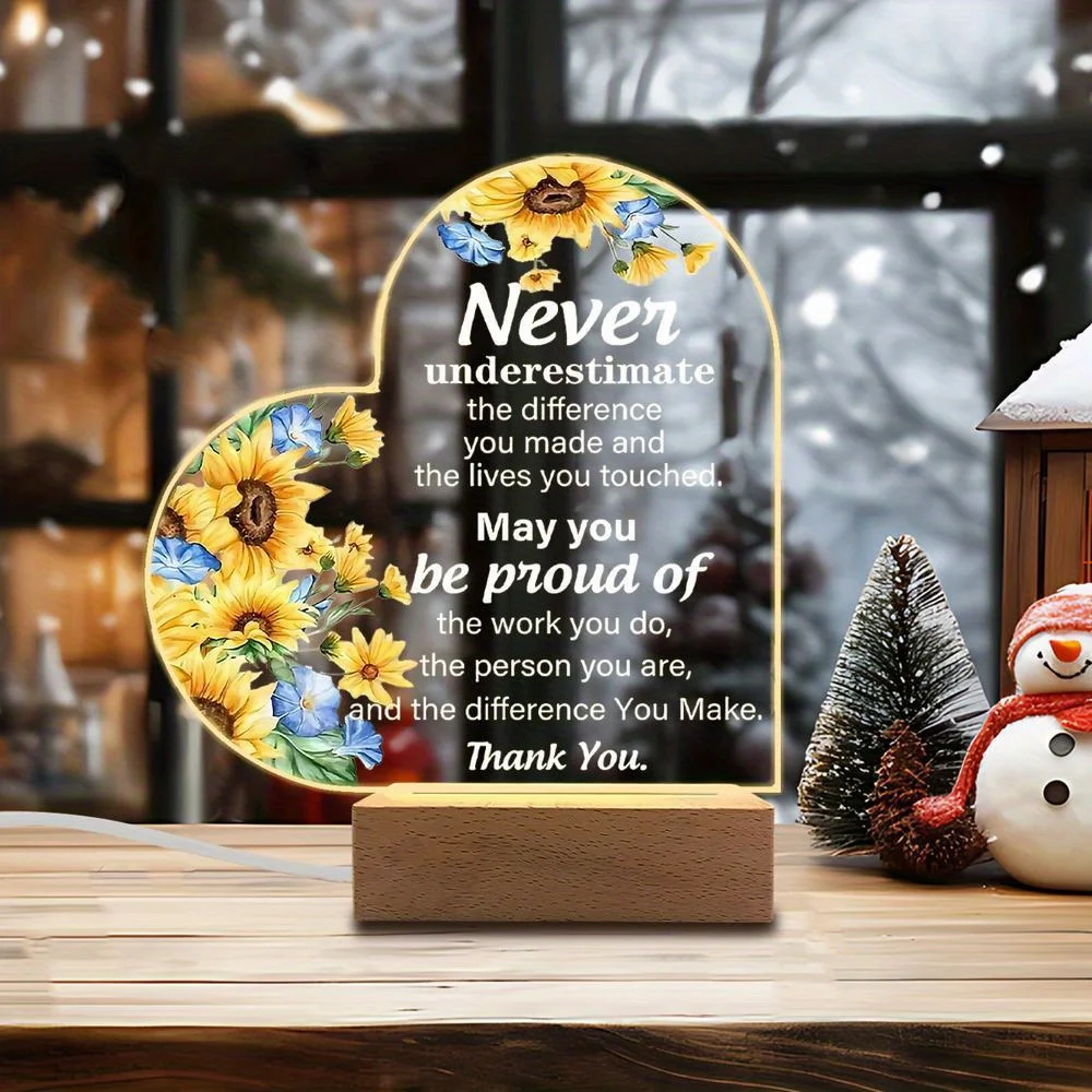 1 قطعة ملحقات التصوير الفوتوغرافي المضيئة من الأكريليك ، قاعدة USB ، هدية زميل الإناث ، تماثيل وداع ملهمة