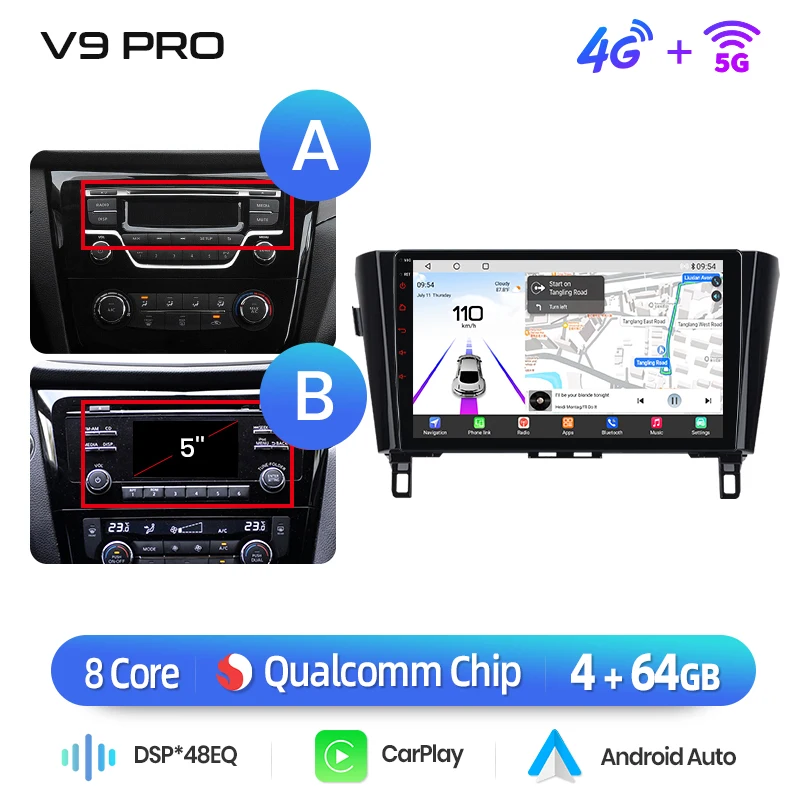 Junsun Qualcomm 8-Core 360 °   Panoramische Camera Draadloze CarPlay Android Auto Autoradio voor Nissan Qashqai J11 X-Trail 3 2013-2017 - afbeelding 1