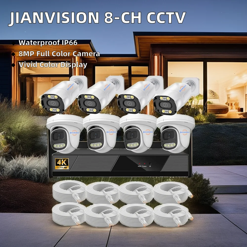 Jianvision أعلى 10 جودة الشركة المصنعة بالجملة المعادن الكاملة POE IP 8 قنوات نظام كاميرا الدوائر التلفزيونية المغلقة للمنزل #5