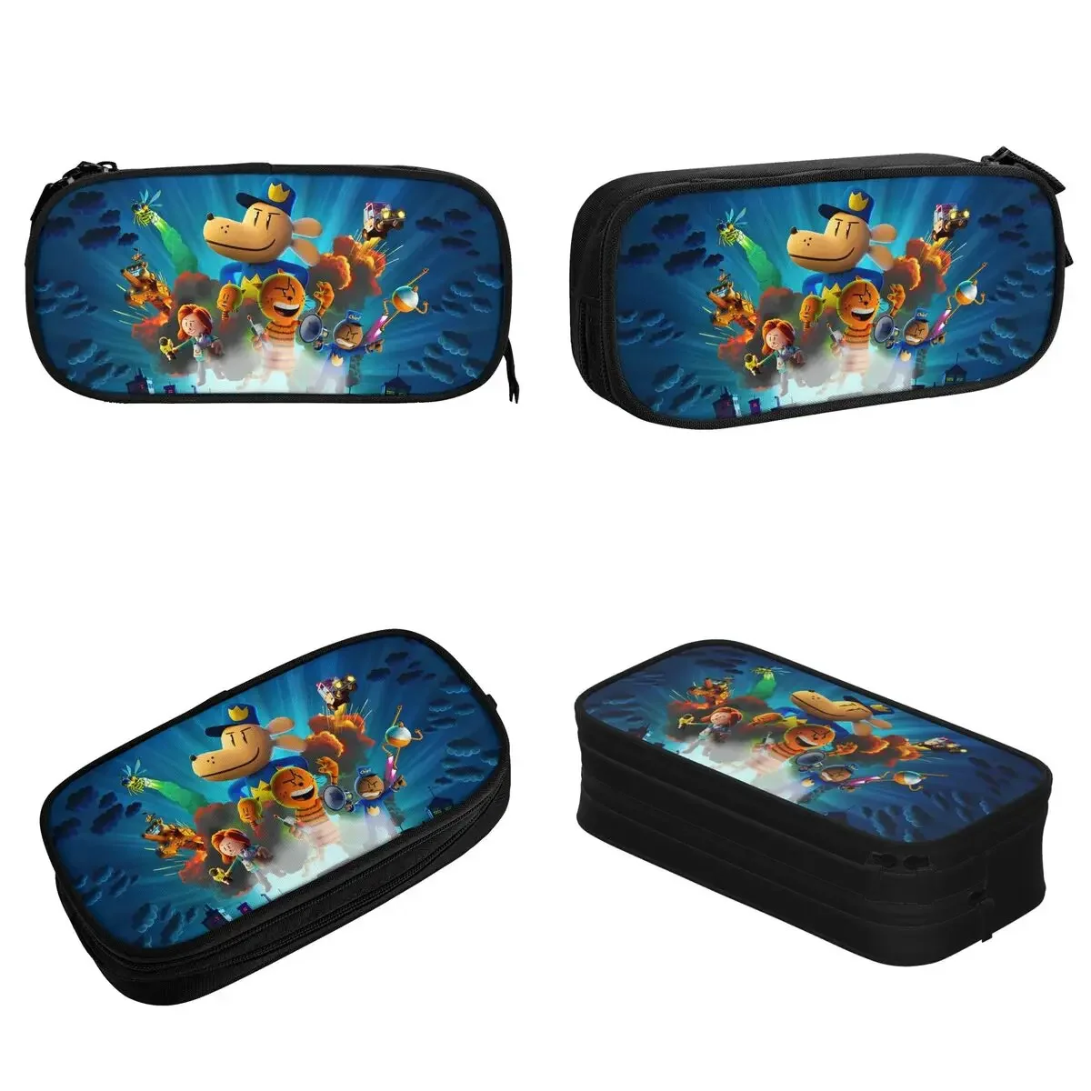 Dog Man Dogman Movie Comic Pencil Cases Fun Cartoon Animals Pen Box Bags Student Large Storage Office Zipper Pencilcases
