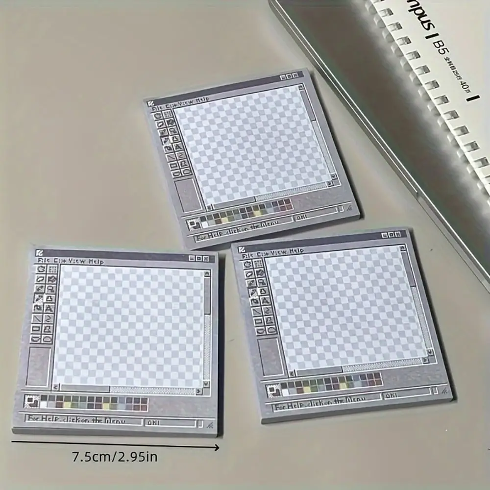 250-Sheet Creative Retro Sticky Notes Computer Drawing Board Unique Sticky Notepad Square Daily Planning Tips Students
