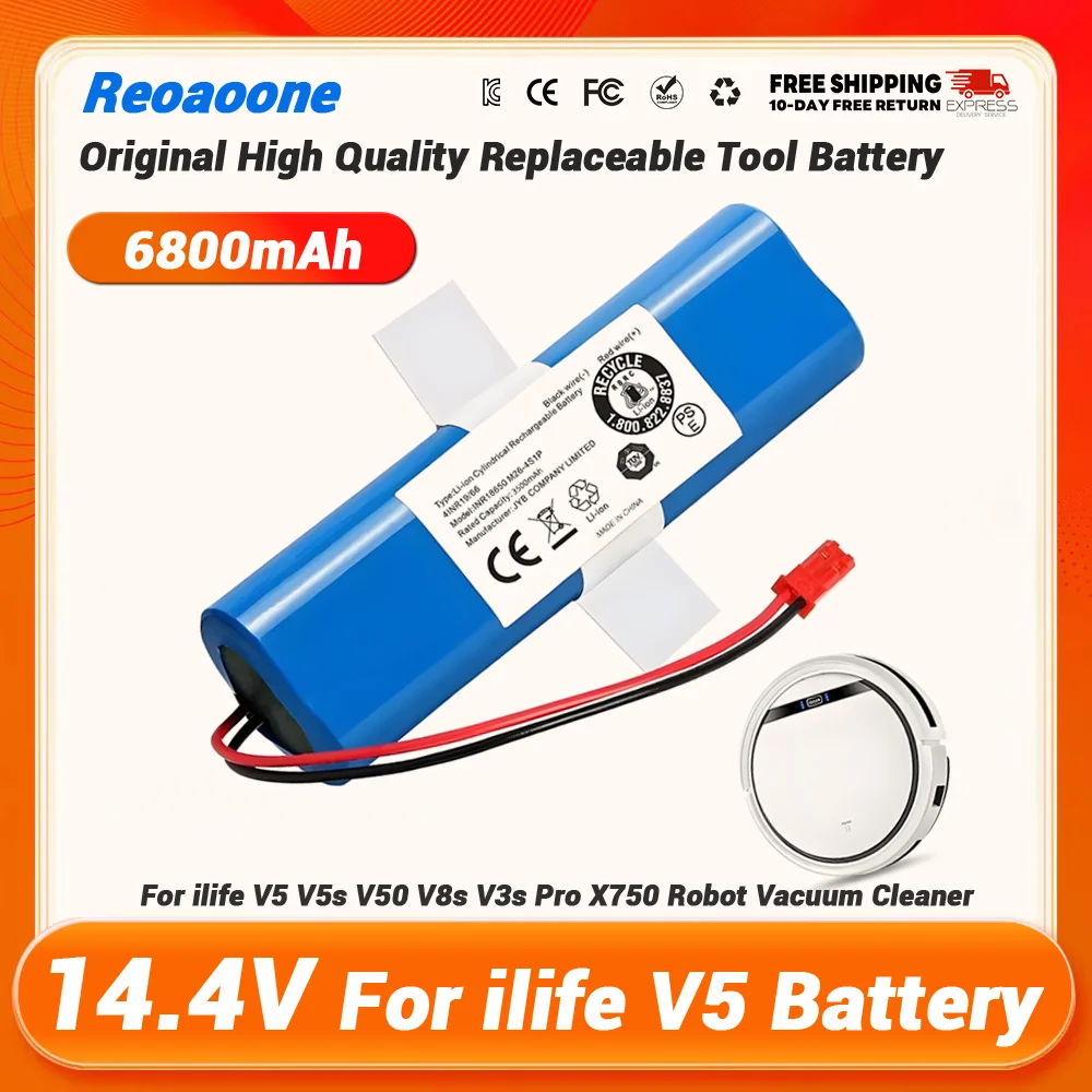 14.4V 6.8Ah/12.8Ah Good Quality Battery For ilife V5 V5s V50 V8s V3s Pro X750 Robot Vacuum Cleaner 14.8V Rechargeable battery