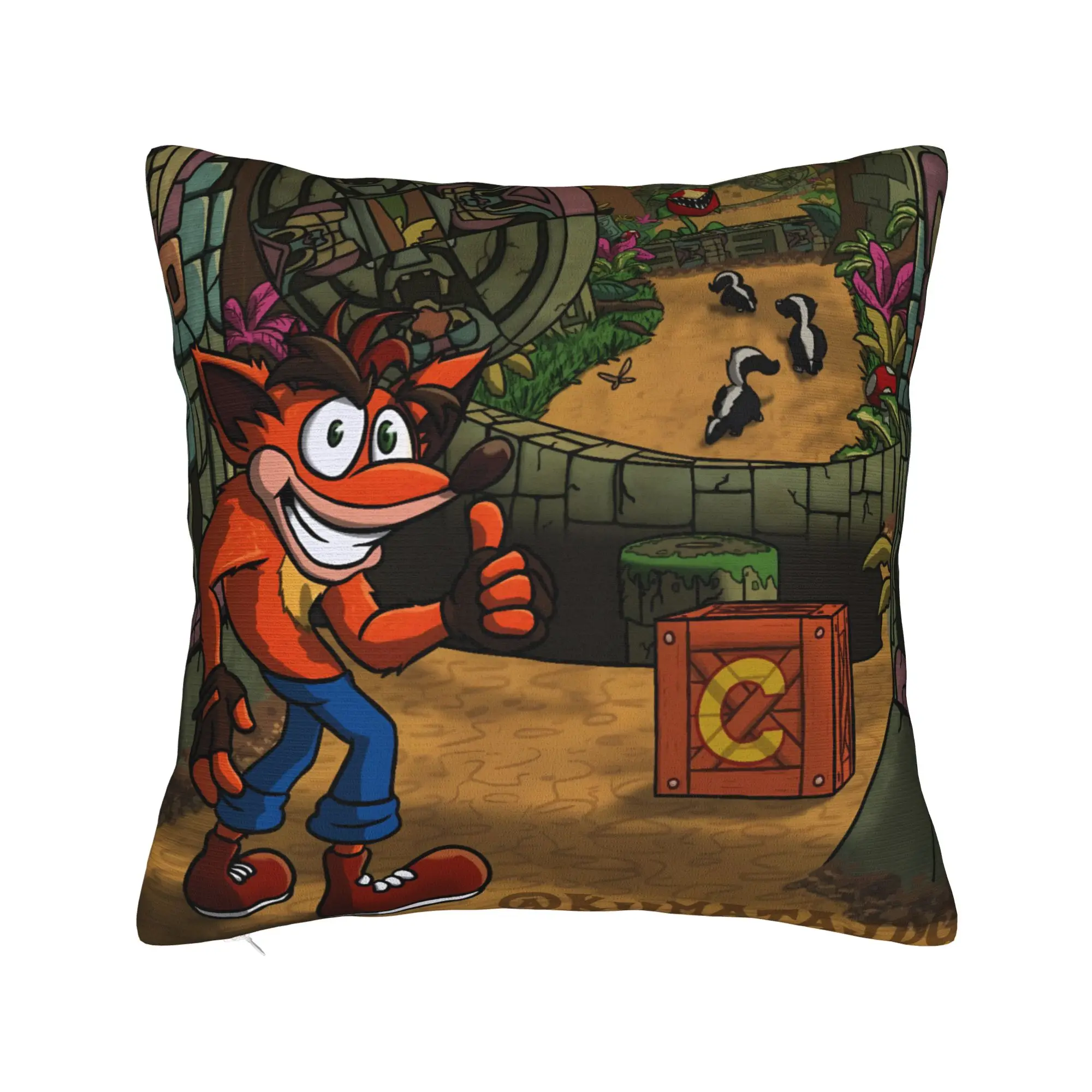 Pillow Cover Crash Bandicoot Jungle Run  Retro Trendy Pillow Case For Office Car Home Decor Pillowcases